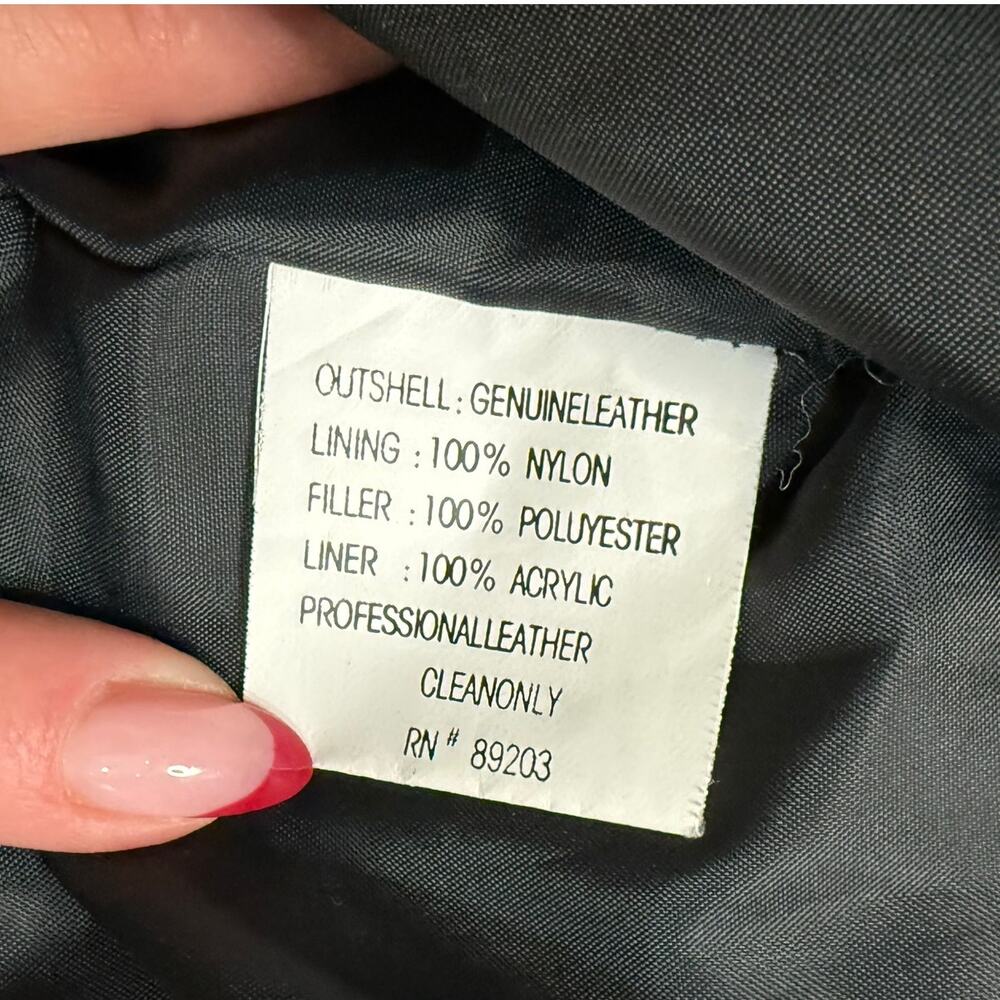 Vintage 90s Tan Black Leather Southwest Sherpa Lined Trucker Jacket size XXL - Picture 4 of 16